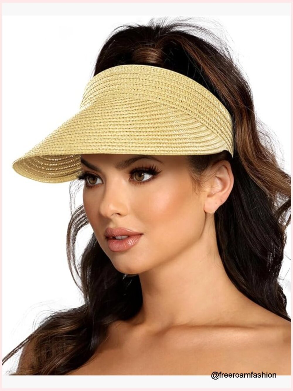 Wide Brim Straw Sun Visor, UPF 50+ Packable Foldable Travel Hat